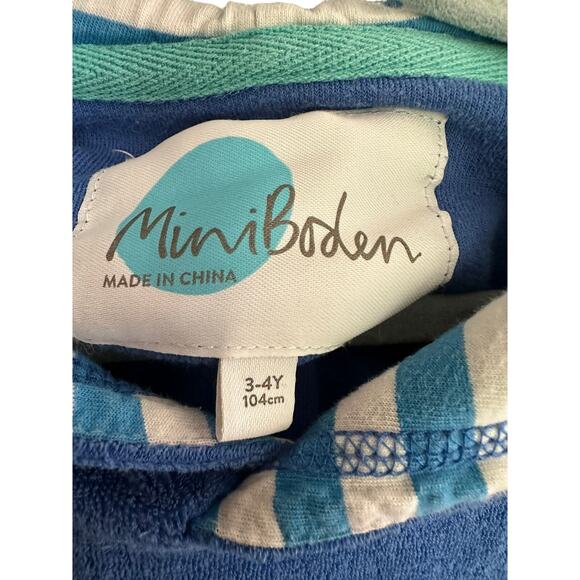 Mini Boden Towelling Hoodie Pullover Unisex Size 3/4 Beach Pool - Picture 3 of 3